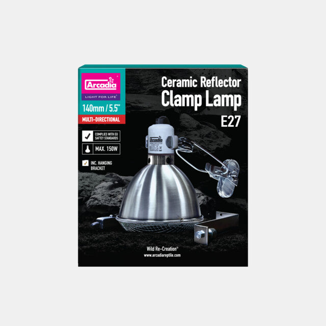 Arcadia Reflector met klem en keramische E27 fitting grafiet/RVS