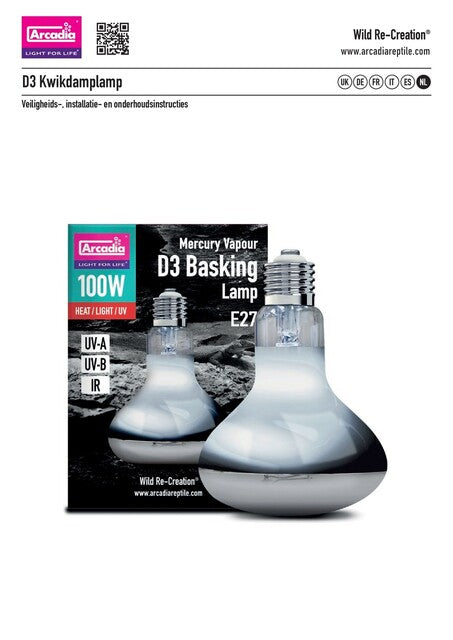 Arcadia 2nd Generation Mini D3 UV Basking Lamp