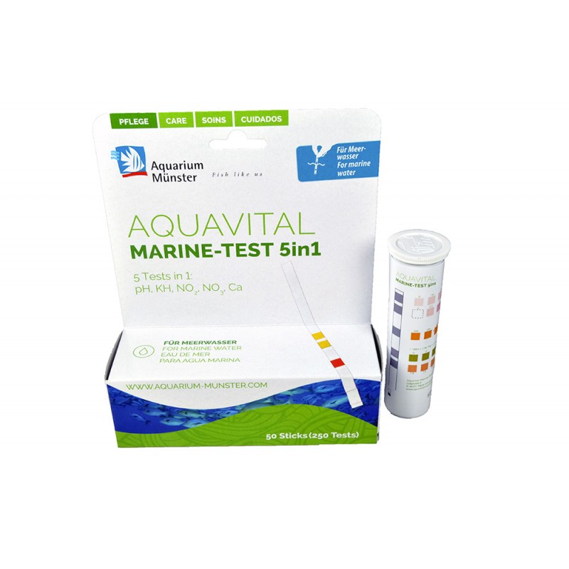 Aquarium Münster Aquavital Multitest Marine 5in1 50 Teststrips Zeewater