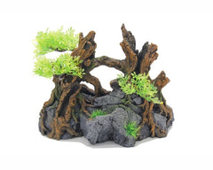 BLUE BELLE PACIFIC ROCK WITH TREE & PLANTS 28X15X22 CM