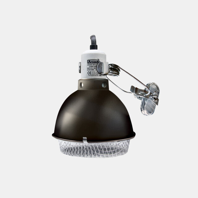 Arcadia Reflector met klem en keramische E27 fitting grafiet/RVS