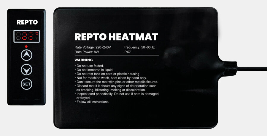 REPTO HEAT MAT WITH THERMOSTAT 8 WATT 20X15 CM