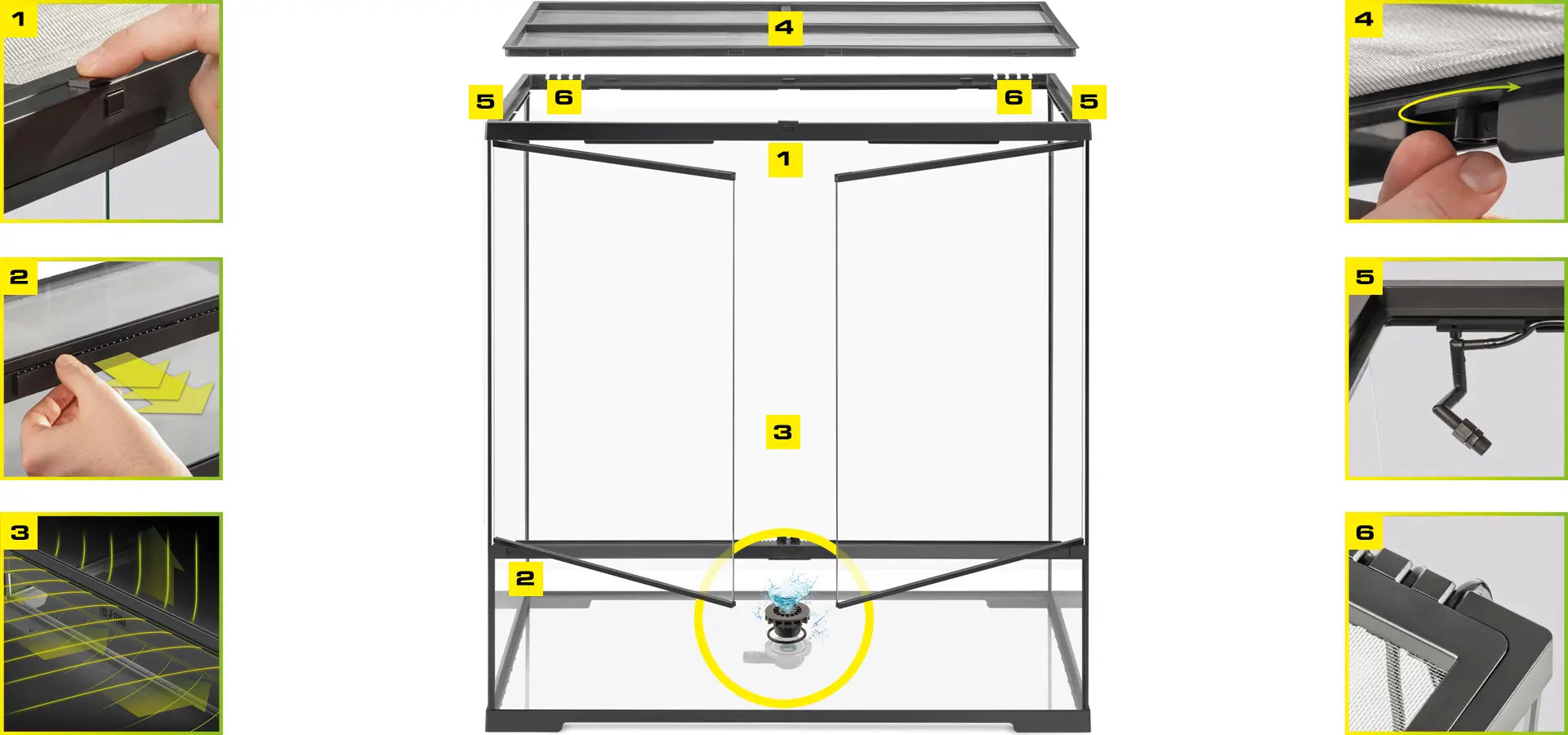 EX Pro Paludarium Large X-Tall maat 90 cm X 45 cm X 90 cm