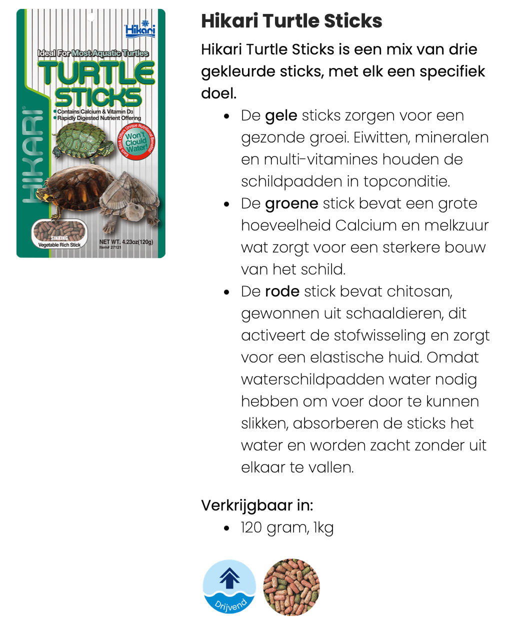 Hikari reptile turtle sticks