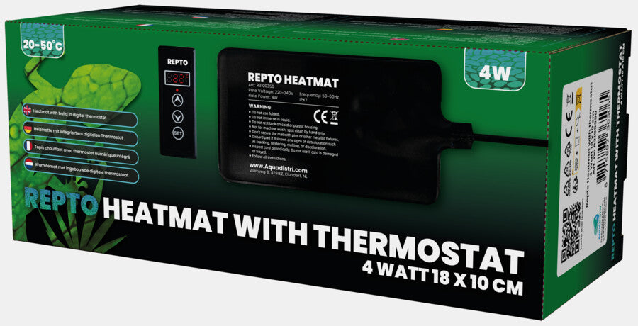 REPTO HEAT MAT WITH THERMOSTAT 4 WATT 18X10 CM