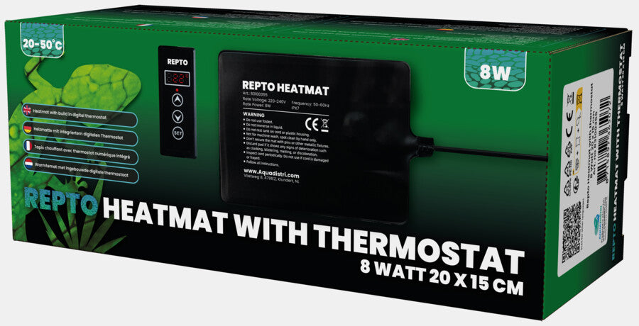 REPTO HEAT MAT WITH THERMOSTAT 8 WATT 20X15 CM
