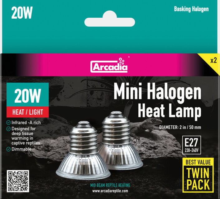 ARCADIA HALOGEN MINI BASKING SPOT 20 WATT TWIN PACK