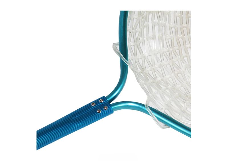 Clear Blue Rubber Landing Net - 45cm x 53cm - 90cm handle