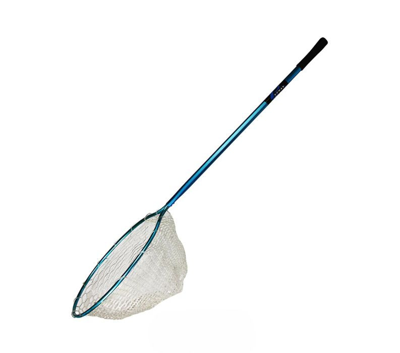 Clear Blue Rubber Landing Net - 38cm x 43cm - 60cm handle