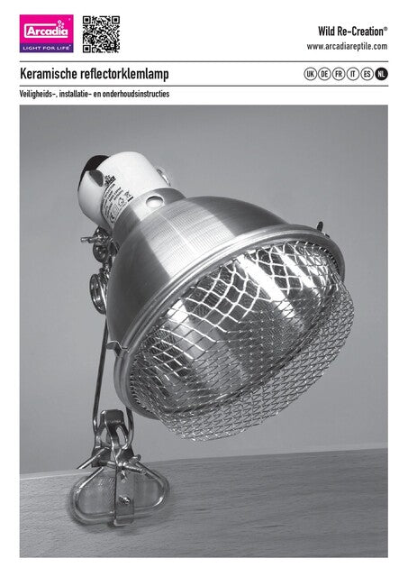 Arcadia Reflector met klem en keramische E27 fitting grafiet/RVS