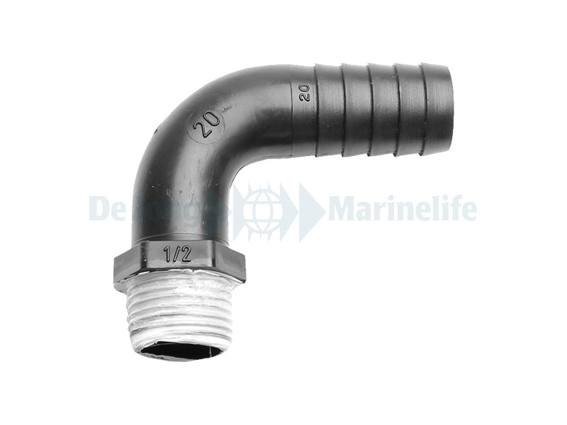 Hose nozzle 90° 20 mm x 1/2" (.79" x 1/2")