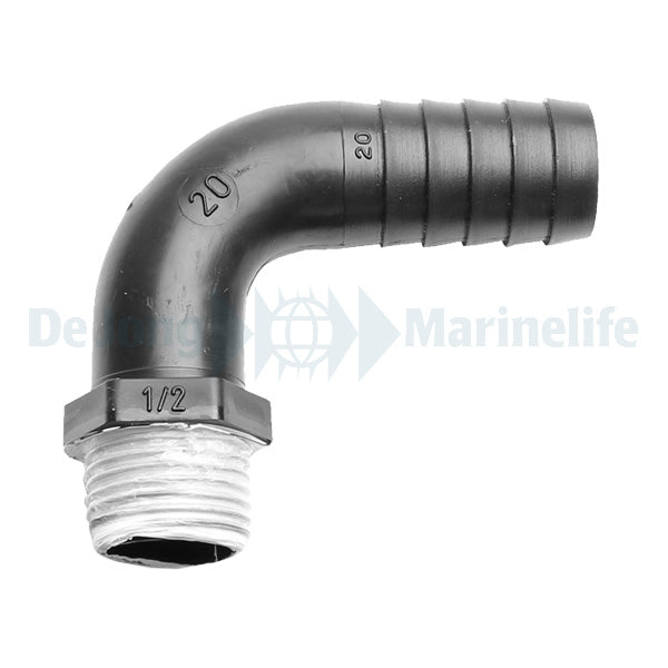 Hose nozzle 90° 20 mm x 1/2" (.79" x 1/2")