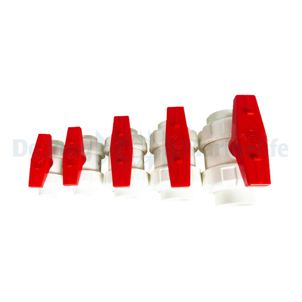 PVC True Union Ball Valves white/red Ø 40mm